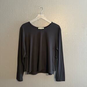 AMO Black Ruffle Back Long Sleeve Shirt Size L